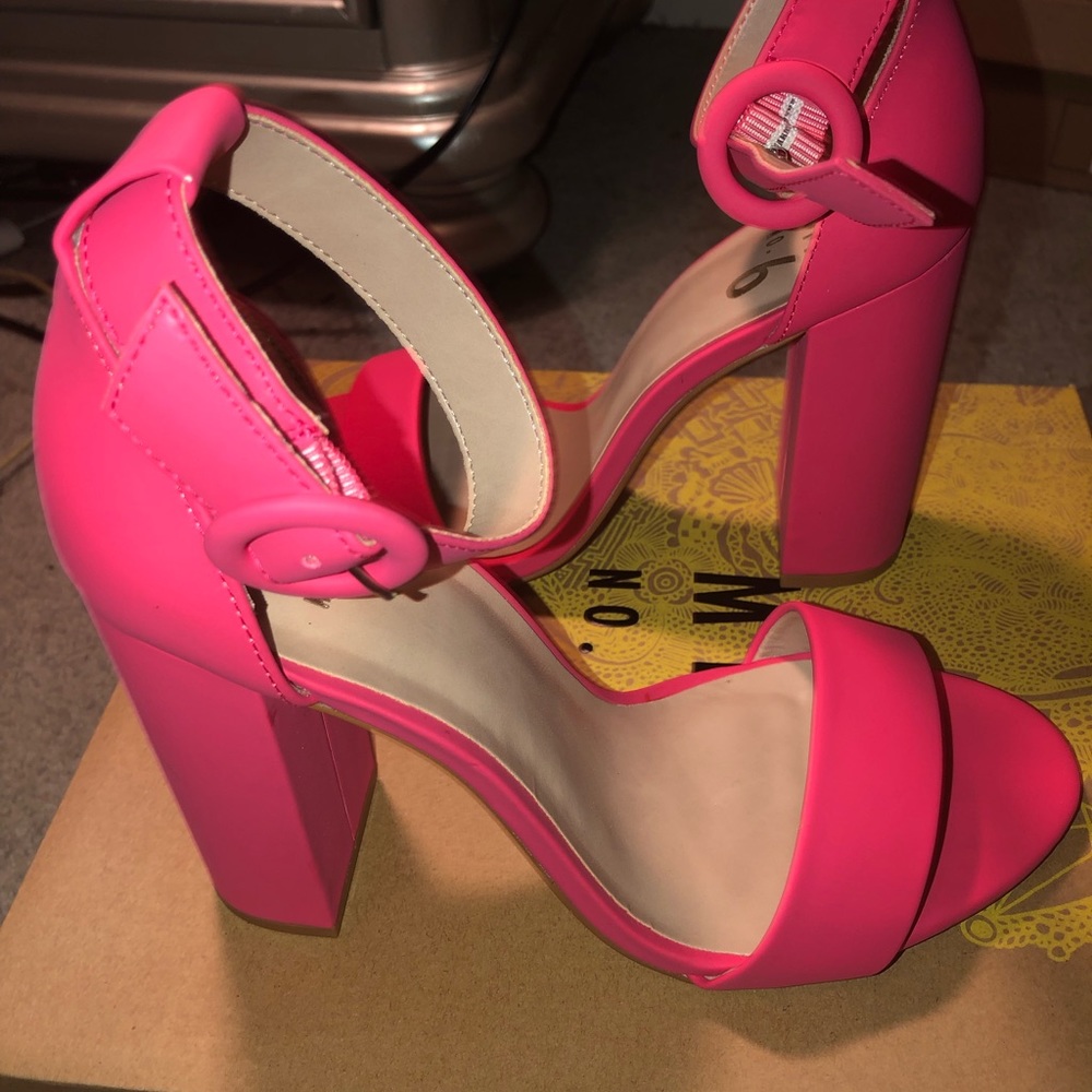 Hot pink chunky heel